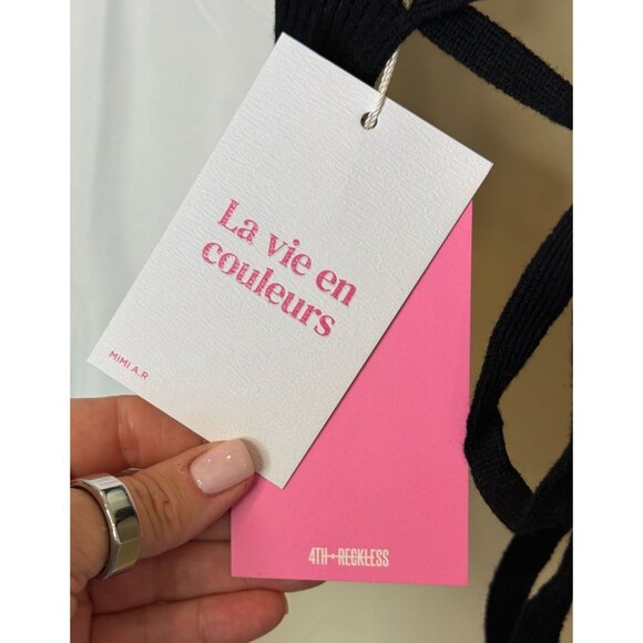 4th & Reckless Scorpios Black Strappy Back Crop Top w/ Wrap Tie Detail NWT - Siz - Picture 4 of 9